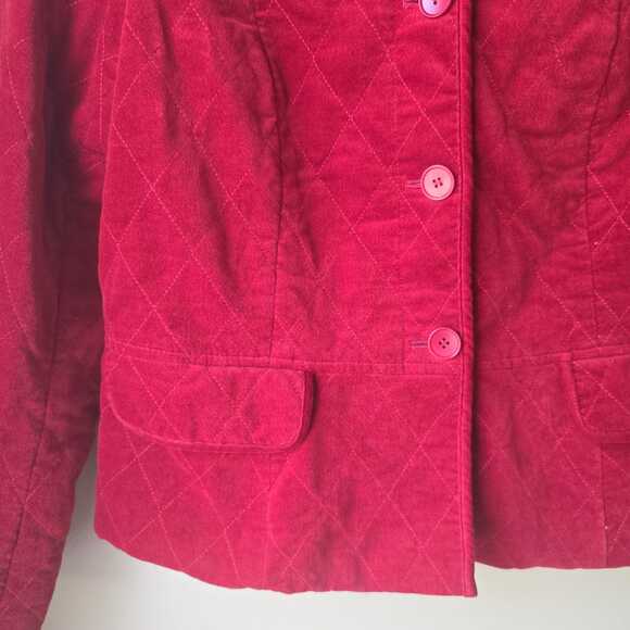 NWOT Talbots Velvet Jacket Size 12 Red Quilted Pockets Lined Old Money Luxury - Picture 3 of 8